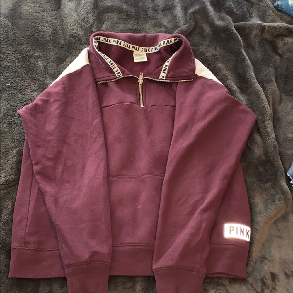 Maroon 3/4 zip up. VSPINK jacket